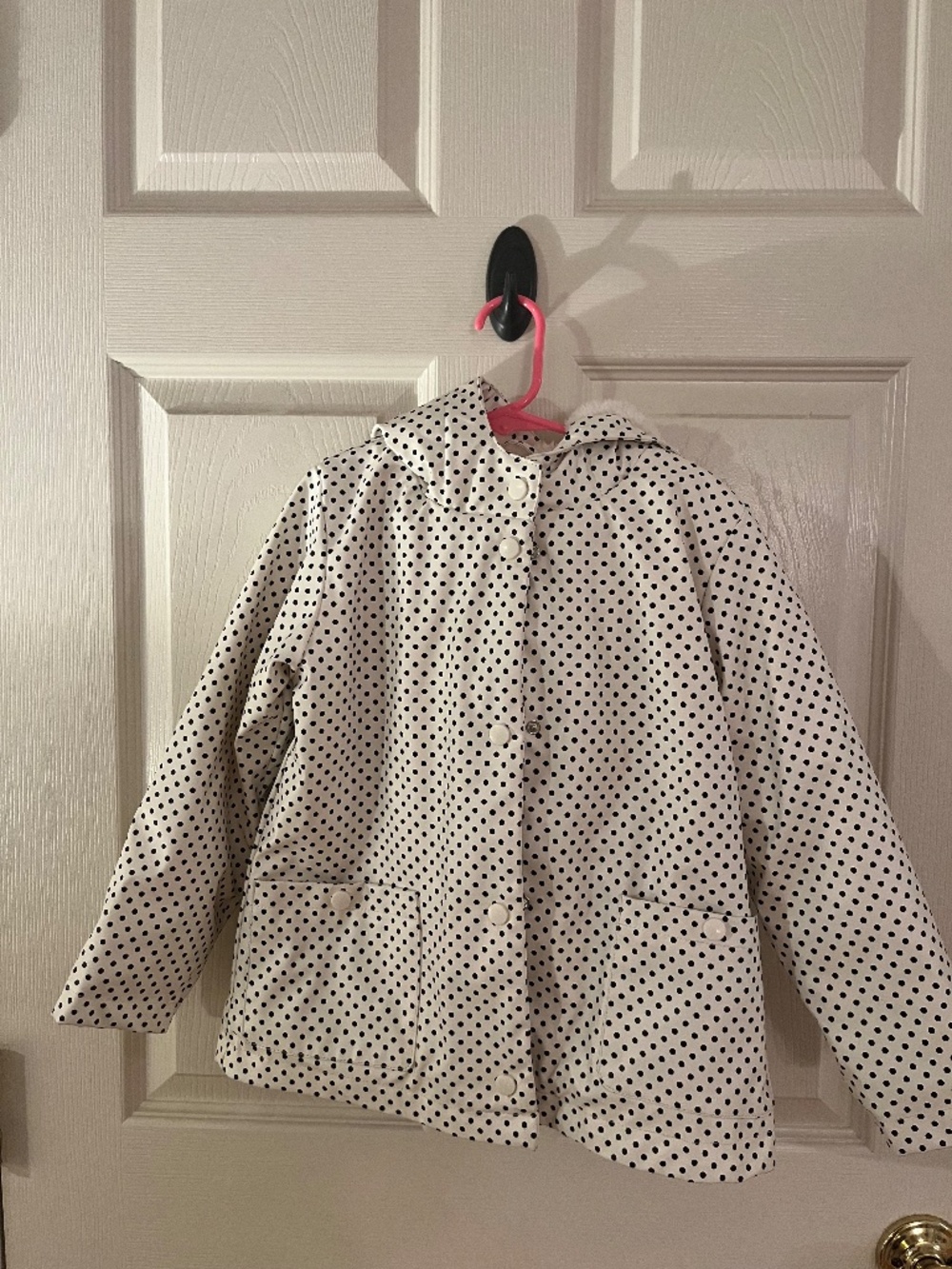 C&C California White Black Polka Dot Cozy Fleece Raincoat Size 6 - Picture 3 of 5